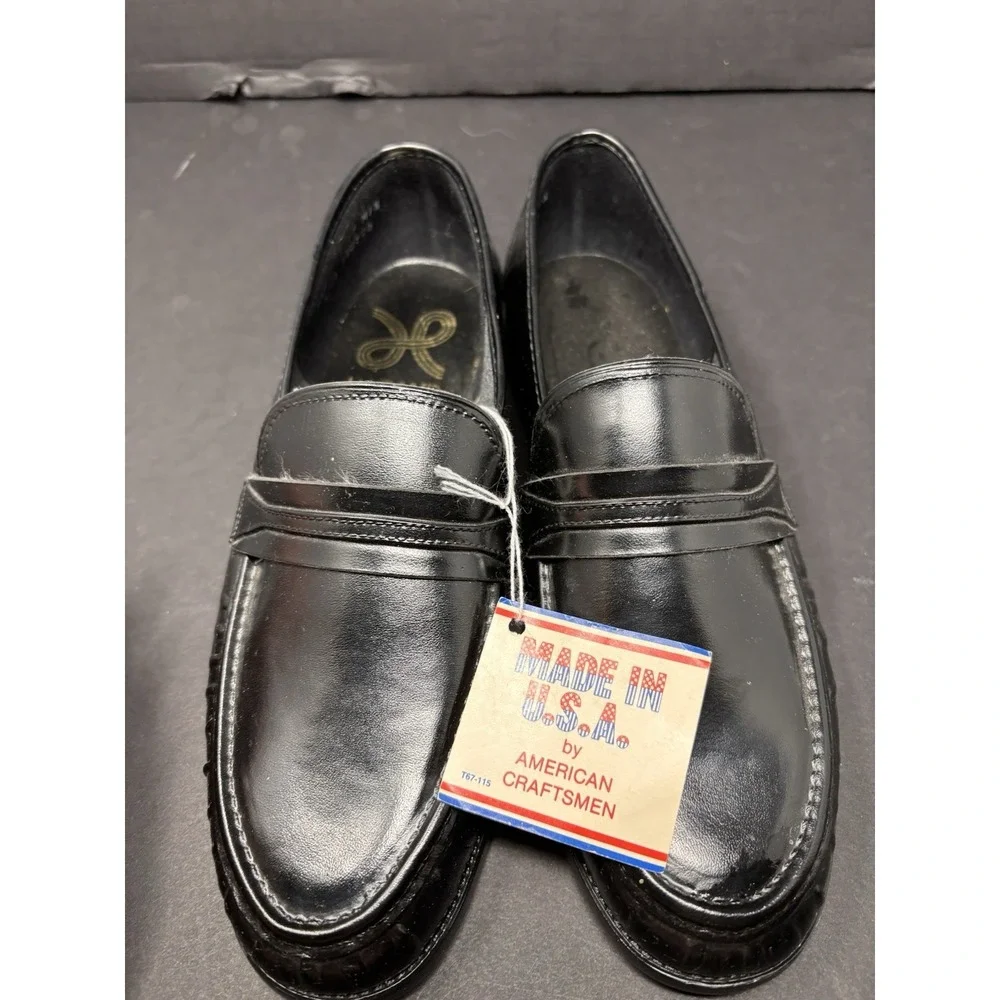 HABAND Men's Vintage Black Slip On Dress Shoes, Size 8.5D